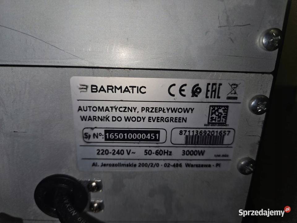 Automatyczny przepływowy warnik do wody Barmatic