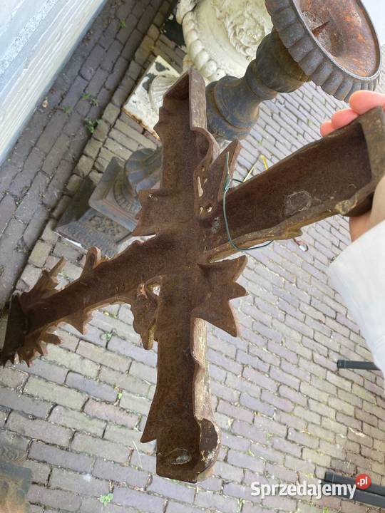 Pałacowy komplet krzyż kandelabr żeliwo 100 Bystrzyca Kłodzka sprzedam
