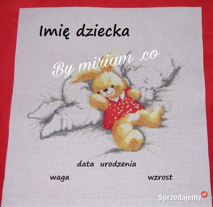 Metryczka haft krzyżykowy obrazek Pozostałe Czerwionka-Leszczyny