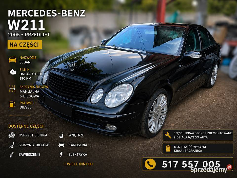 MercedesBenz EKlasa W211 E280 CDI 30 OM642 190 Rok produkcji 2005 Jelenia Góra