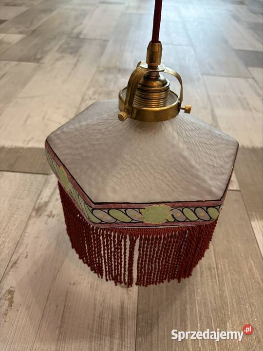 Stara lampa wisząca z kloszem Chudów