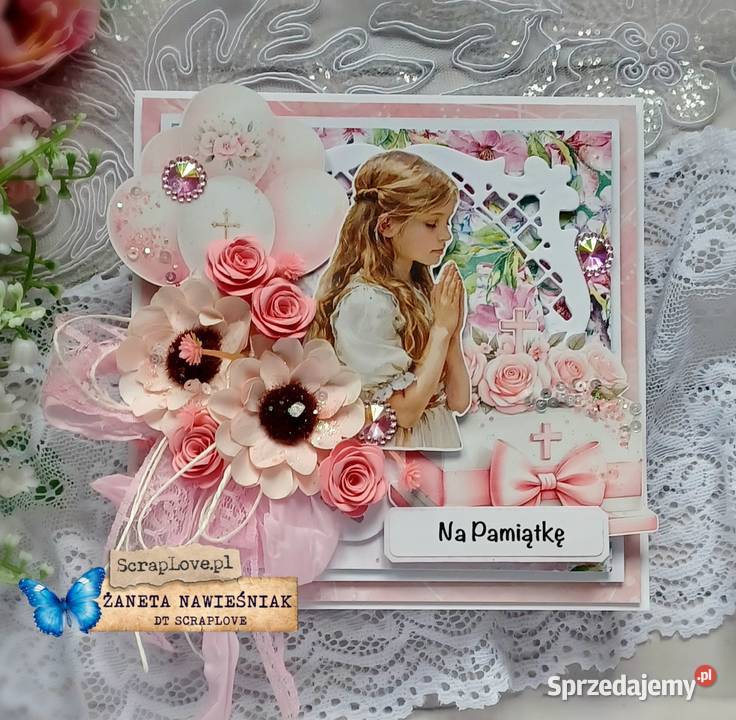 Komunia Święta kartka hand made pamiątka Mszana Dolna