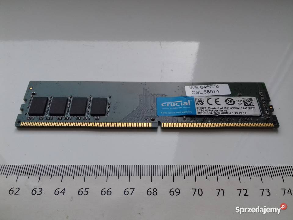 Crucial DDR4 8GB niesprawny 2666MHz CL19 Pojemność 8GB Bydgoszcz