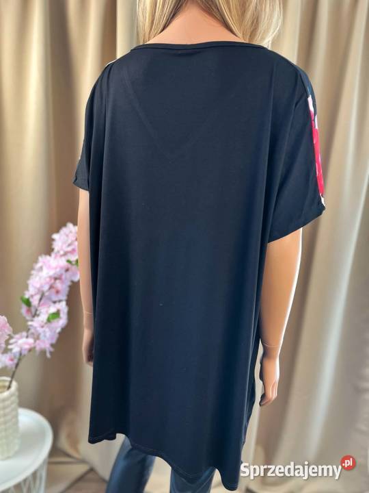 Czarna tunika plus size kwiaty oversize 5XL 50 Rozmiar 50 sprzedam