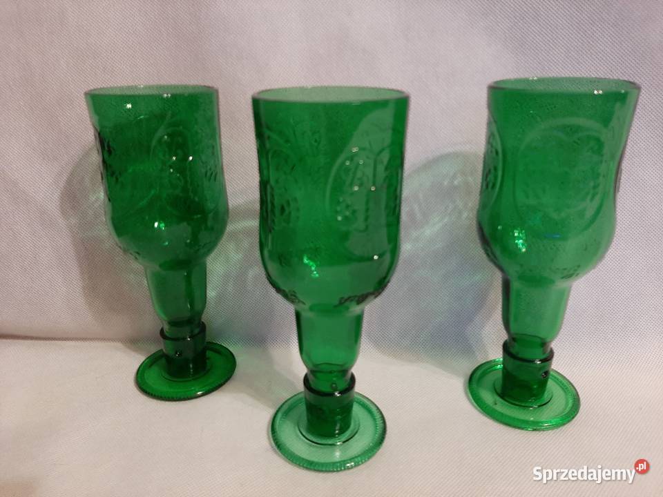 Grolsch trzy kufle do piwa zielone szkło Inowrocław