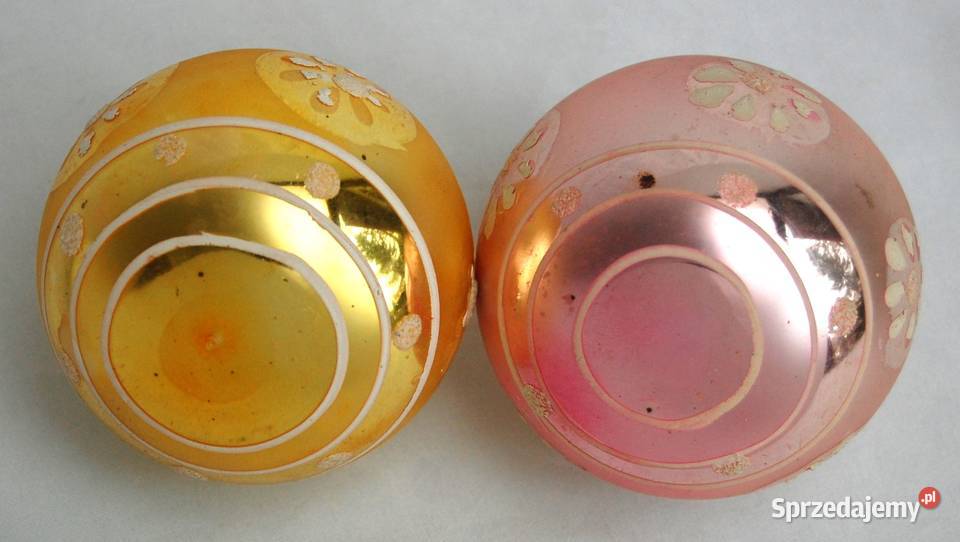 Stare bombki szklane 2 ręcznie malowane różowa Lublin