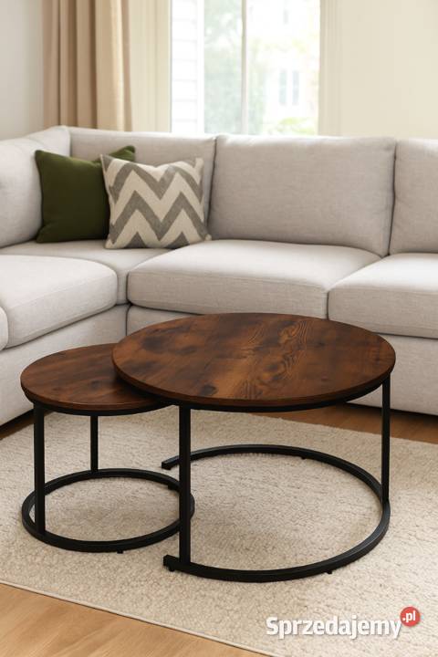 Nowoczesne stoliki kawowe okrągłe zestaw 2w1 Stoliki kawowe i ławy Poznań