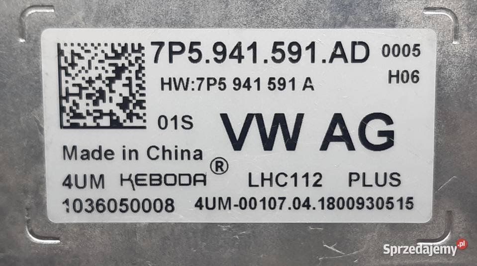 MODUŁ LED PRZETWORNICA VW AUDI SEAT 7P5941591AD Oświetlenie Mielęcin