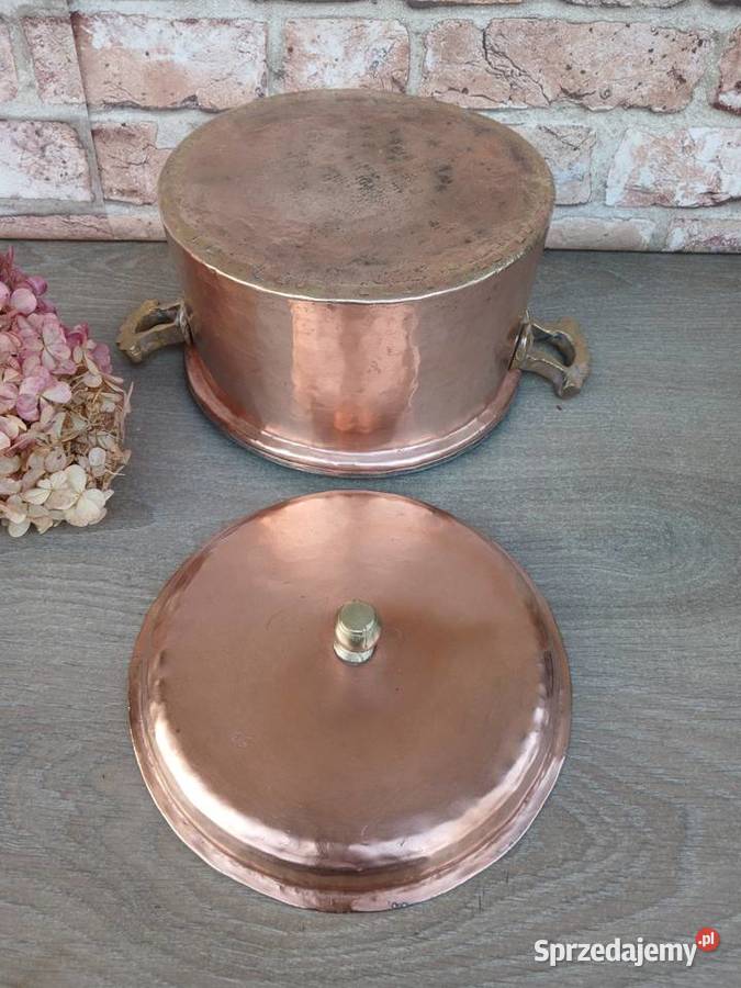 Miedziany garnek z pokrywką poj 3 litry Warszawa