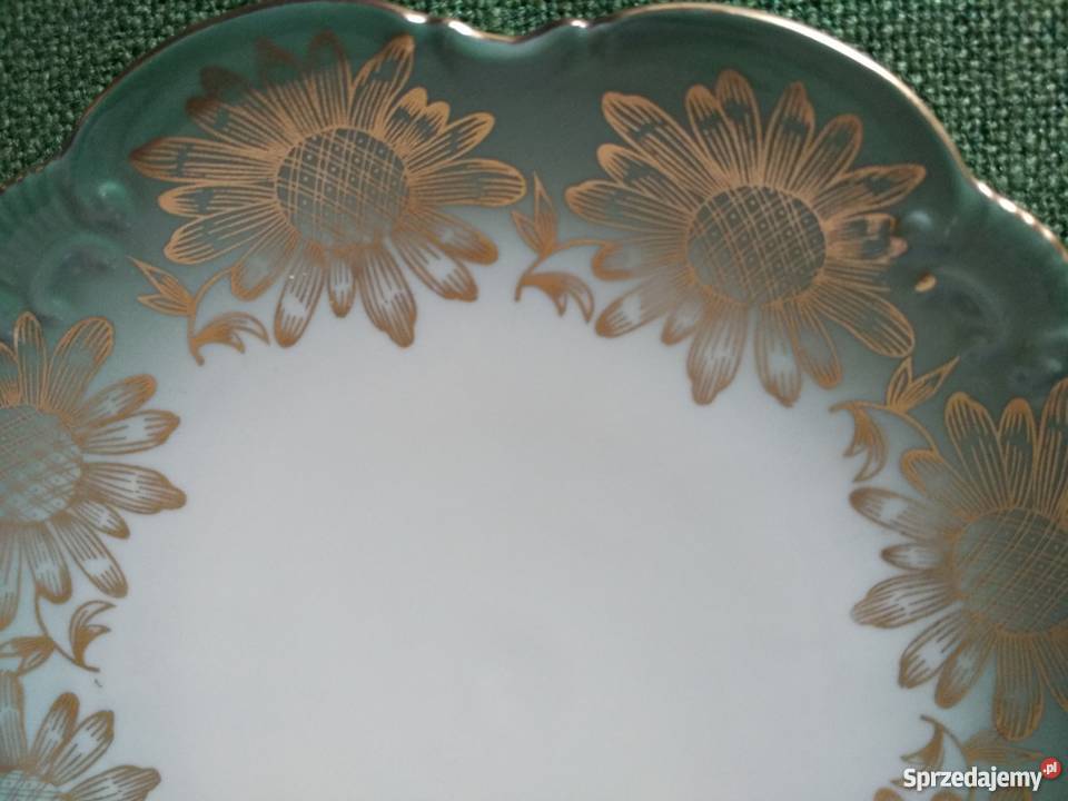 Złocona zielona paterka talerzyk porcelana Ropa sprzedam