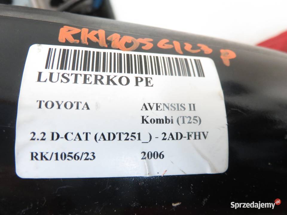 LUSTERKO PRAWE TOYOTA AVENSIS T25 5 PIN TR209 sprzedam
