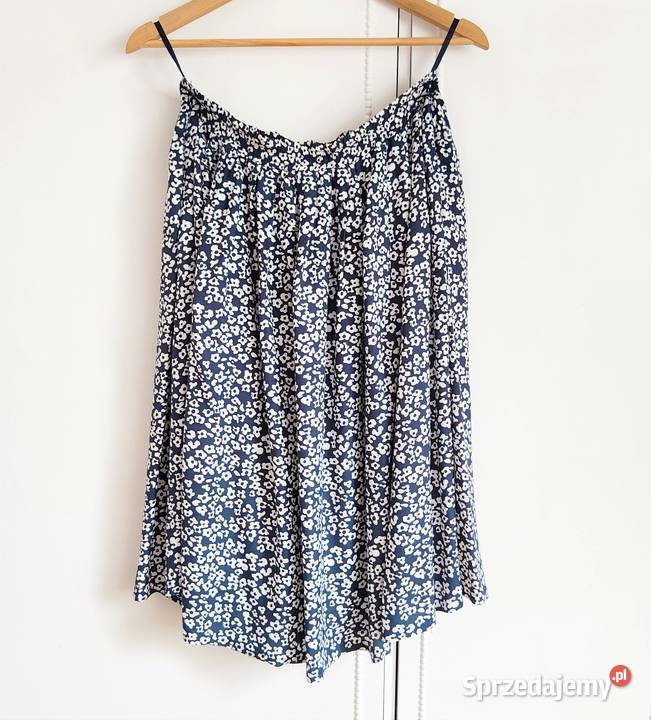 Spódnica midi łączka kwiatki kwiaty białe granat