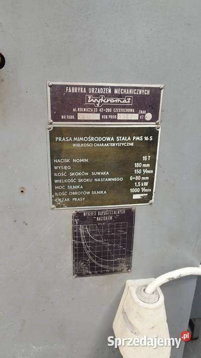 PRASA MIMOŚRODOWA PMS 16 S Mimośrodówka prod Produkcja Bydgoszcz sprzedam