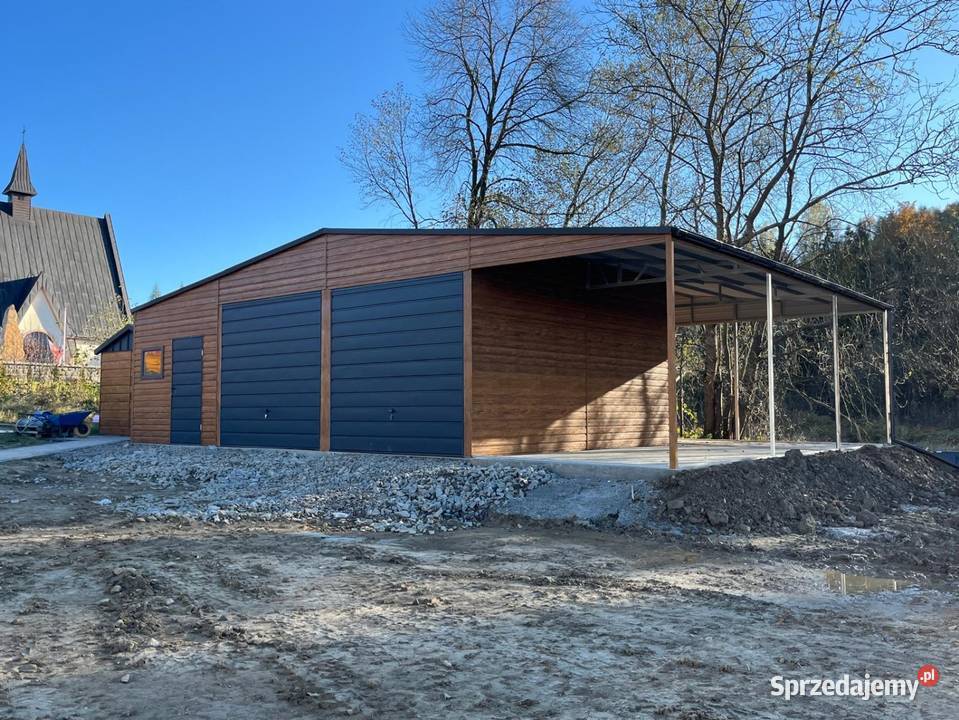 Garaż 9x6 plus wiata z prawnej strony 3x6m wiata lubelskie Janów