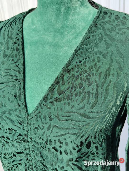 Zielona elegancka bluzka HM 40 L wiskoza retro Szczecin