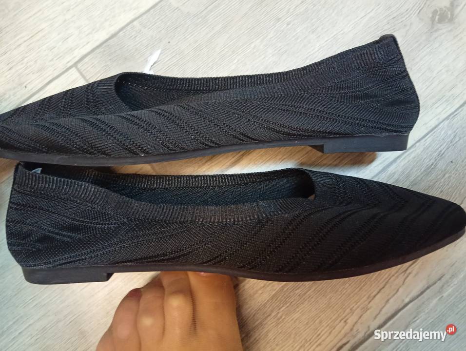 4041 Czarne dzianinowe baleriny wieczorowe Nowe 25.8cm małopolskie Kraków