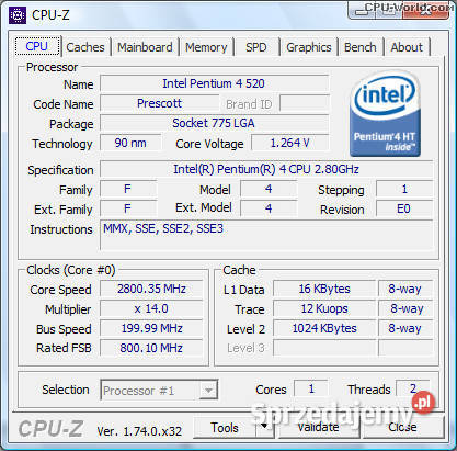 procesor Intel Pentium 4 520 SL7PR