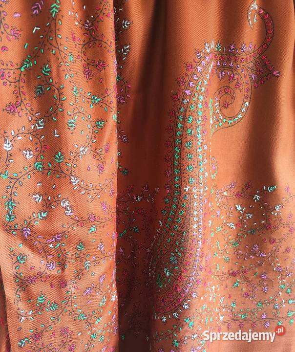 Duży szal orientalny indyjski haftowany haft Szczecin