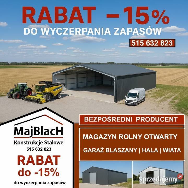 A135Ocynkowany Garaż Blaszany Dwuspadowy Magazyn Łowicz