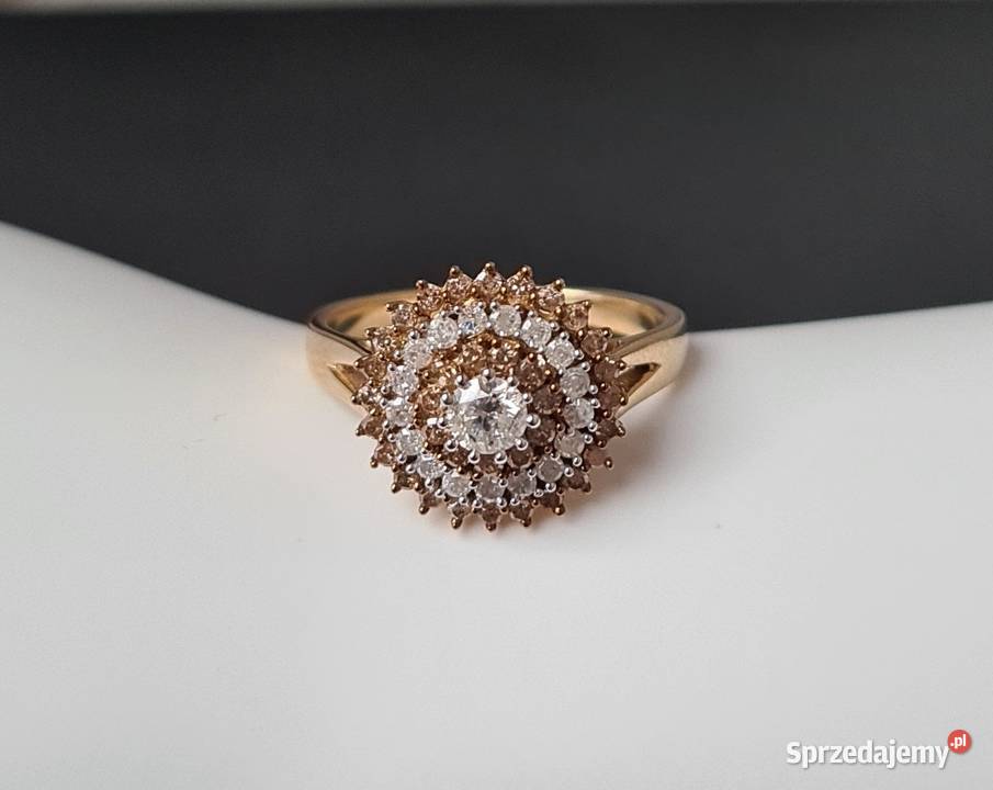 Pierścionek srebro 925 złocone diamenty Otwock sprzedam