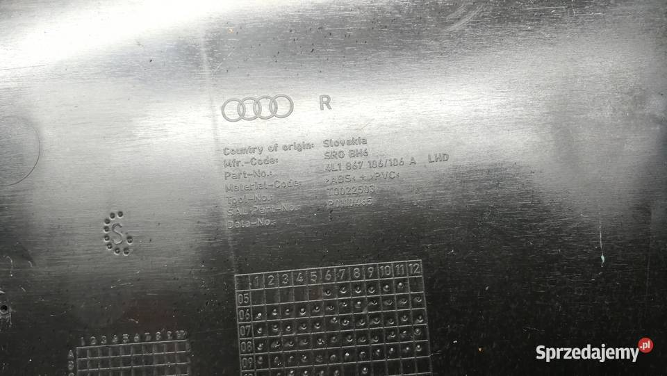 BOCZEK DRZWI PRAWY PRZÓD AUDI Q7 ALCANTARA 4L1 Tapicerki samochodowe
