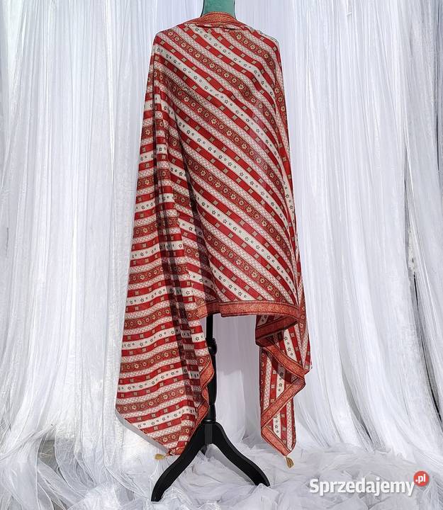 Duża orientalna chusta dupatta wzór pasy