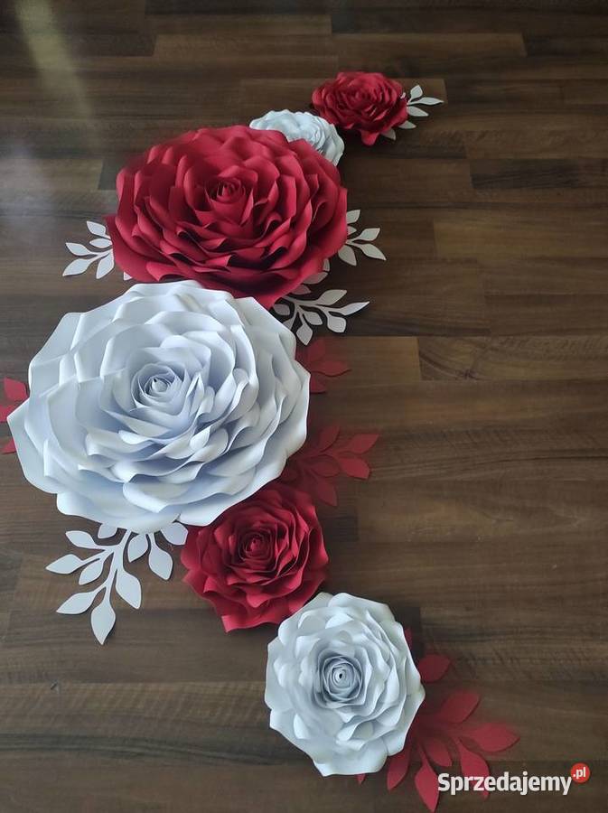 Zestaw róż z papieru 3D czerwony Lądek sprzedam