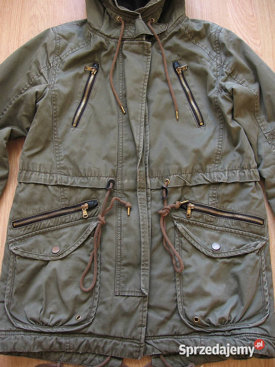 Kurtka z kapturem Bershka Khaki Wiosennojesienna Inny materiał Olsztyn