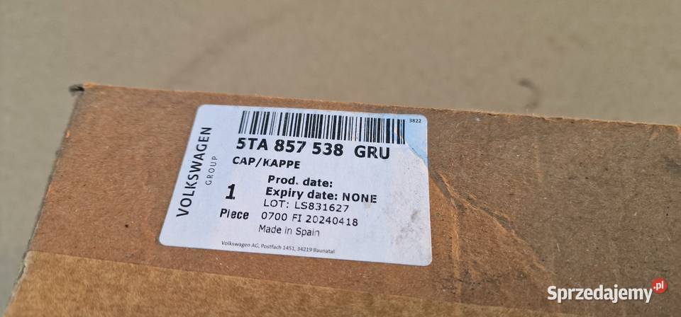 VW TOURAN 5T OSŁONA LUSTERKA PRAWA NOWA ORYGINAŁ Bieleń