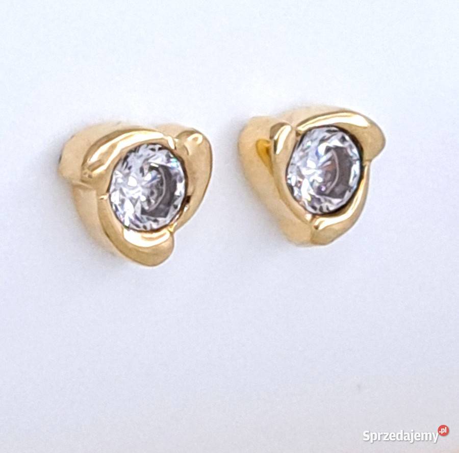 Kolczyki Złote pr333 z jednym kamieniem sztyft Poznań