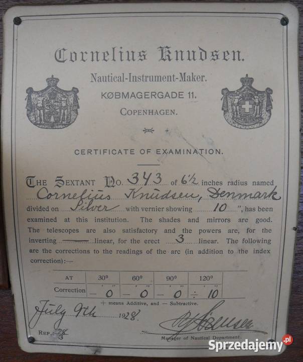 Oryginalny sekstant z Danii 100 lat Pozostałe Warszawa