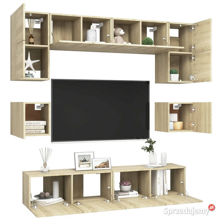 8cz zestaw szafek TV dąb sonoma materiał Warszawa