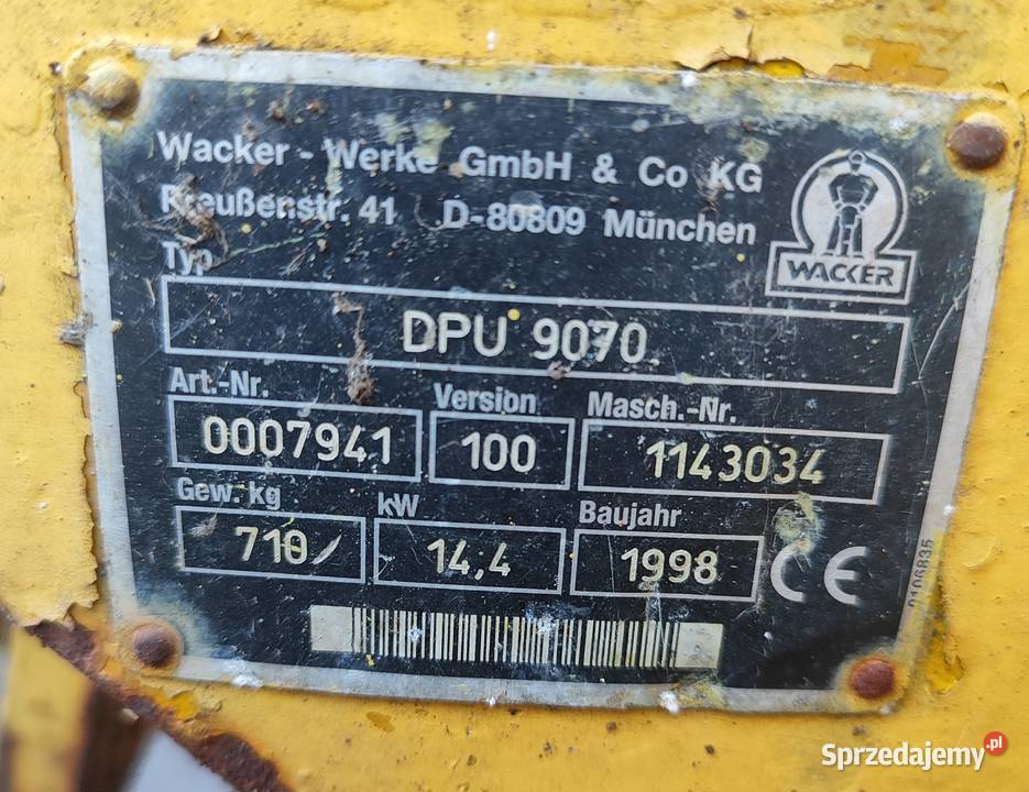 Zagęszczarka ubijarka Wacker DPU 9070 Żywiec