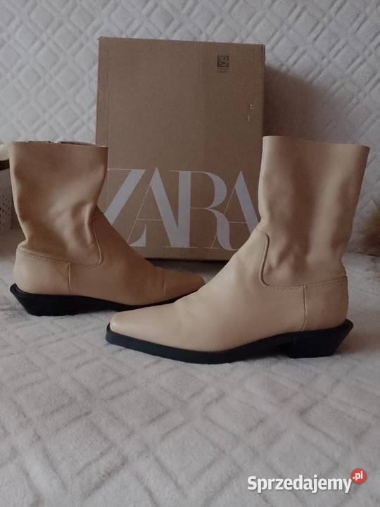 38 ZARA Real Leather skórzane Botki z Madrytu Kraków