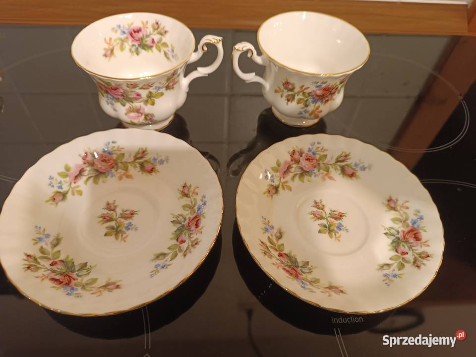 Filiżanki Royal Albert Moss Rosse Antyki, Sztuka, Kolekcje Gorlice