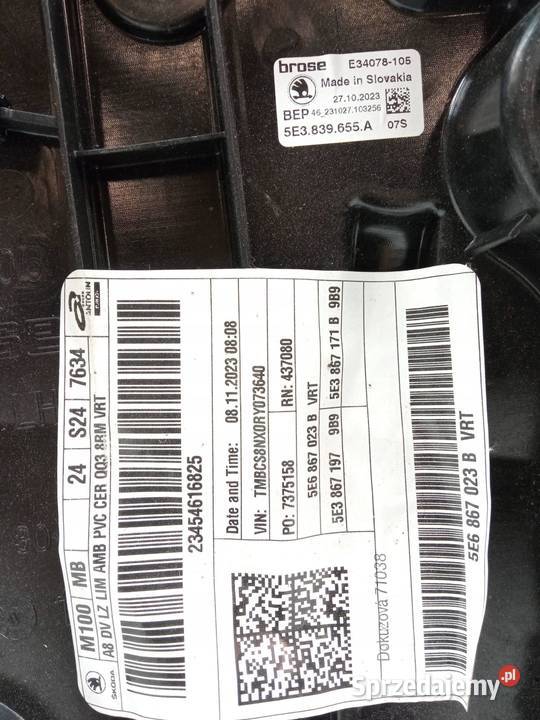 MECHANIZM SZYBY LEWY TYŁ SEDAN HB 5Q0959407D Mechanizmy opuszczania szyb sprzedam