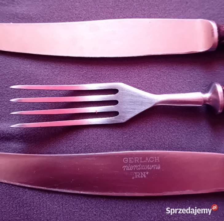 Komplet 6 widelców i 6 noży stołowych Gerlach z wielkopolskie Koźminek
