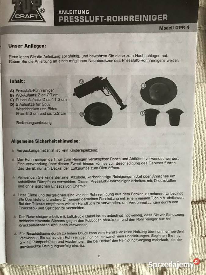 Pneumatyczny udrażniacz rur TOPCraft Zbąszynek