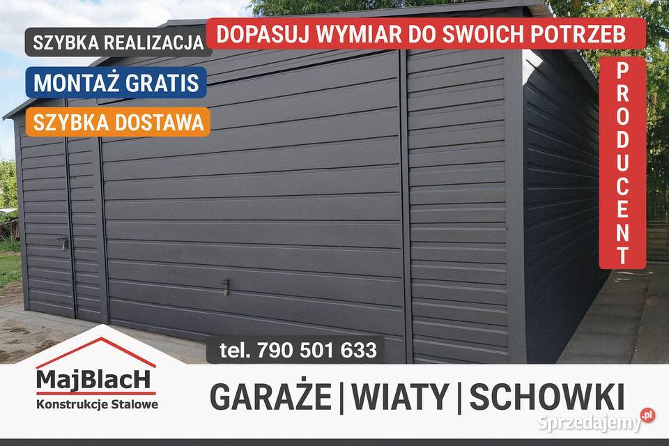 Garaż Blaszany Dwuspadowy GRAFIT SZYBKI MONTAŻ zachodniopomorskie Gryfino
