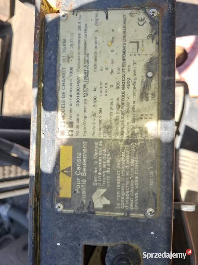 Wózek widłowy Hyster udźwig 175Tmodel H175XM NA Hyster Jawor