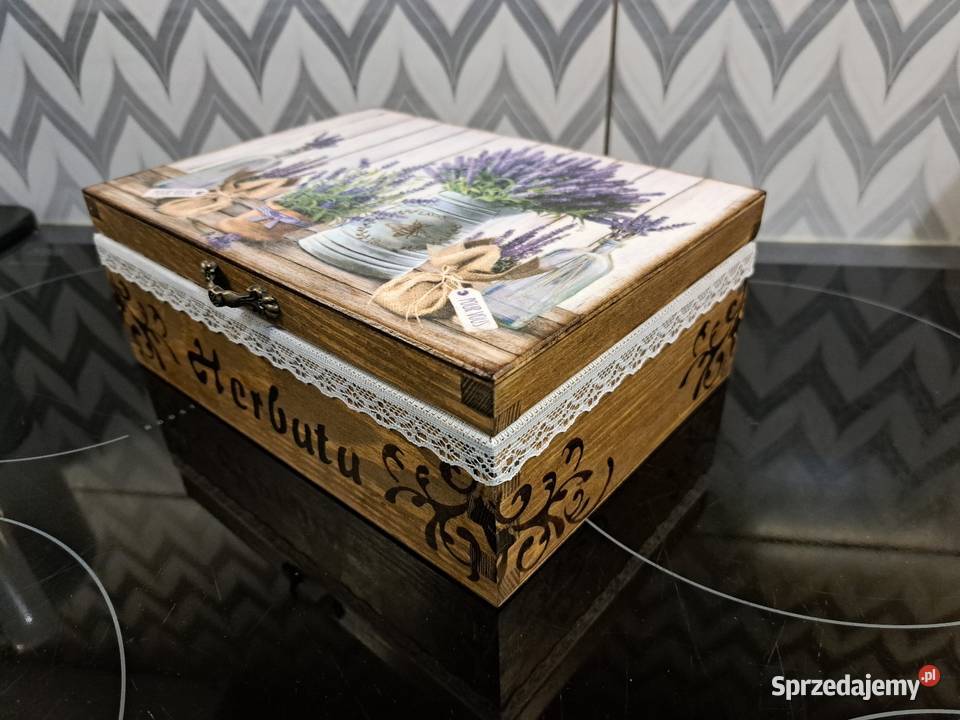 Herbaciarka lawenda z koronką handmade Kędzierzyn-Koźle