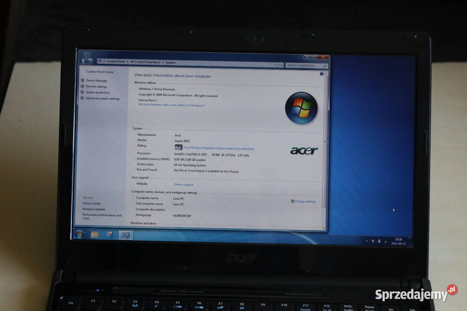 Acer Aspire TimelineX 3820TG Intel core i5 Windows 7  Banino sprzedam