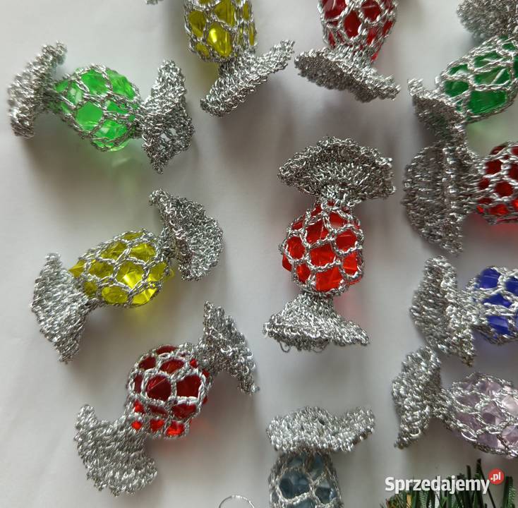 Szydełkowe cukierki na choinkę Święta ozdoba wielokolorowy Garbów