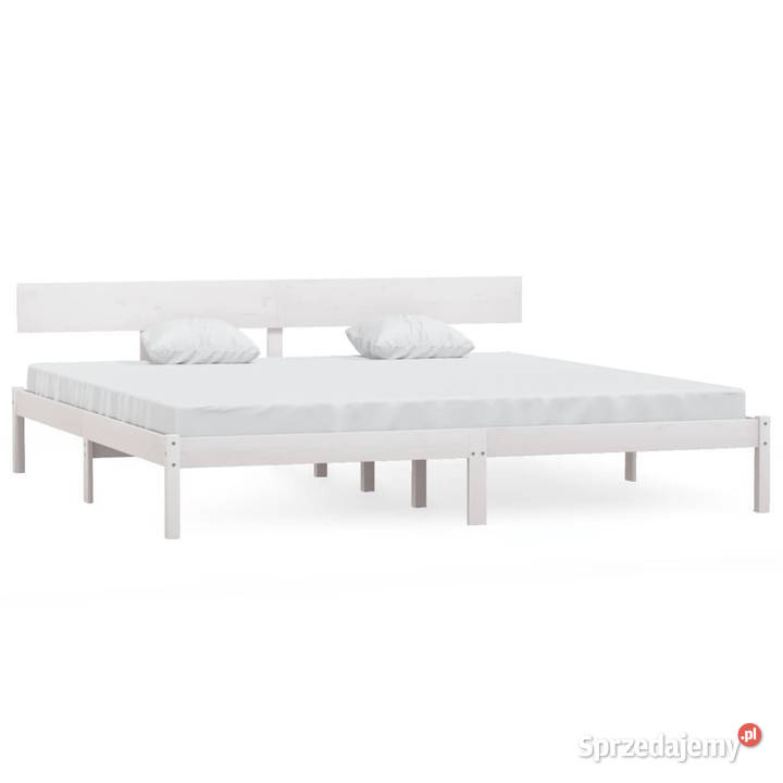 Rama łóżka biała lite drewno sosnowe 200 x 200