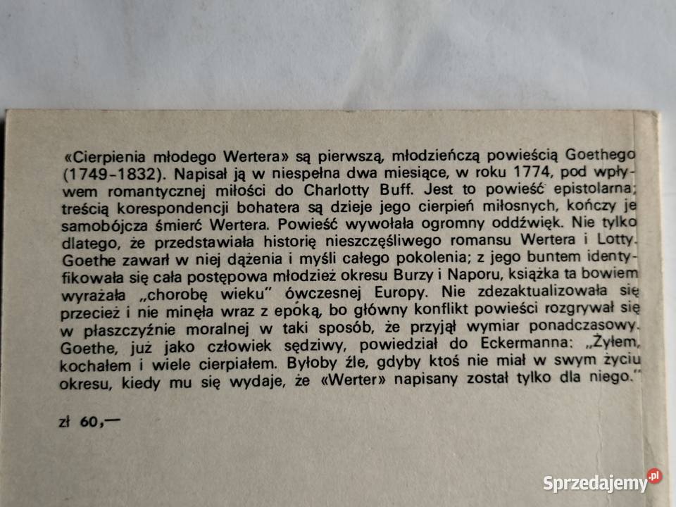 Cierpienia młodego Wertera Johann Wolfgang pomorskie Gdynia