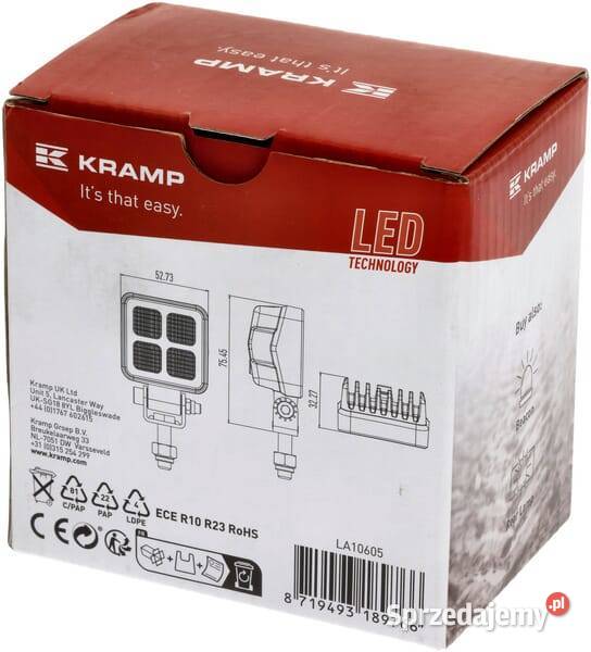 Lampa robocza LED kwadratowa 12W 1200lm 1224V małopolskie