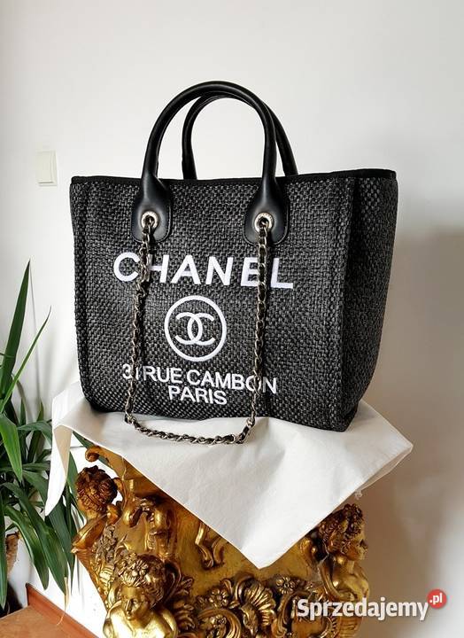 TOREBKA CHANEL KUFER CC CHANELKA A4 CZARNA SZARA Do ręki  Torby i torebki Bydgoszcz