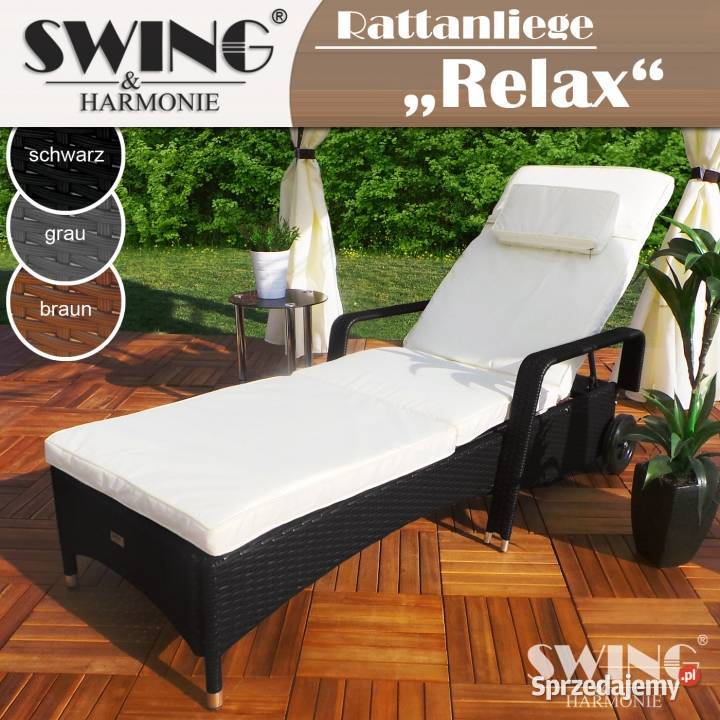 LEŻAK LEŻANKA OGRODOWA TECHNORATAN KOLOR CZARNY Kalety