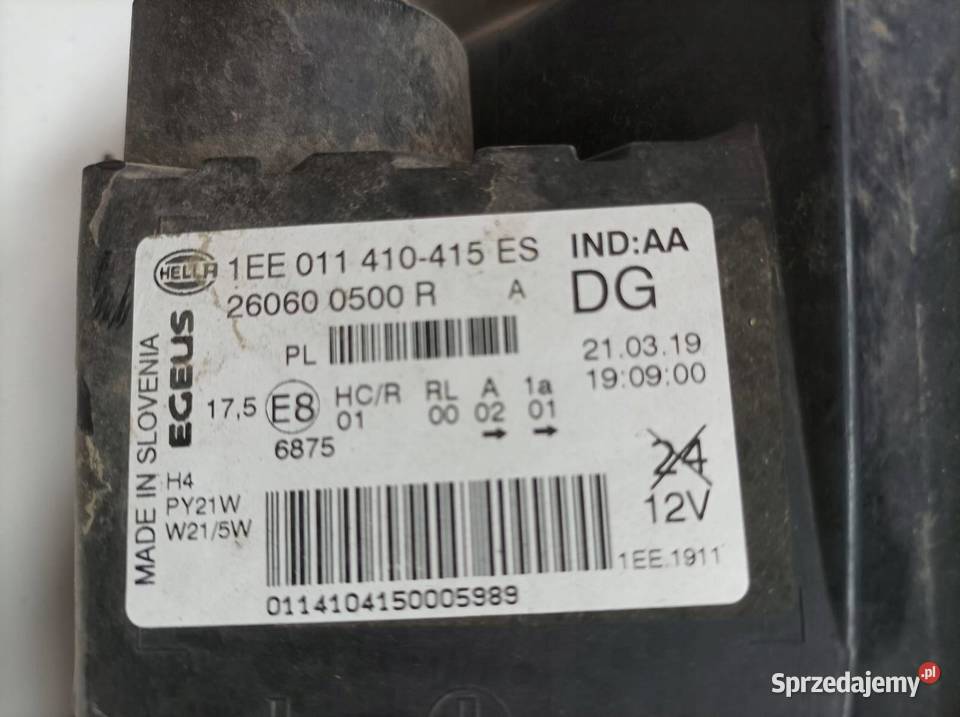 LAMPA PRZÓD LEWA EUROPA USZKODZONA 1EE011410 osobowe świętokrzyskie