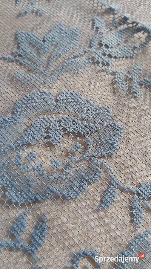 Firana niebieska w róże 100x200